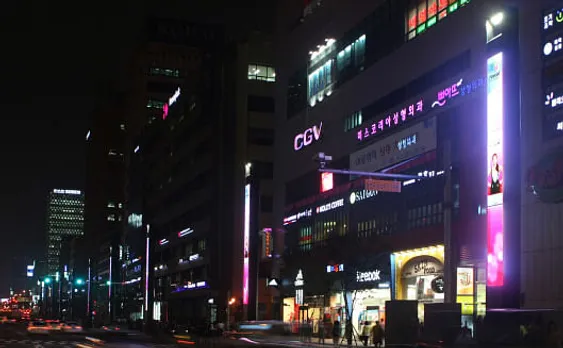 Samsung Anycall on Media Poles (Night)