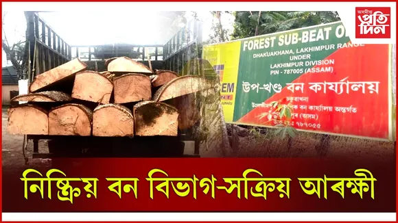 ঢকুৱাখনাত চোৰাং বনজ সম্পদসহ বাহন জব্দ