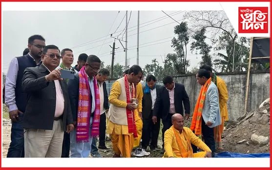 ভৈৰৱকুণ্ড বাথৌ মন্দিৰৰ তোৰণৰ আধাৰশিলা স্থাপন