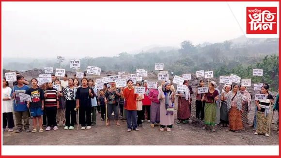 ঐতিহাসিক লিডু মালু গাঁৱত উত্তৰ পূৱ কয়লাক্ষেত্ৰ মাৰ্ঘেৰিটাই ডাম্পিং গ্ৰাউণ্ড স্থাপনৰ বিৰোধিতা