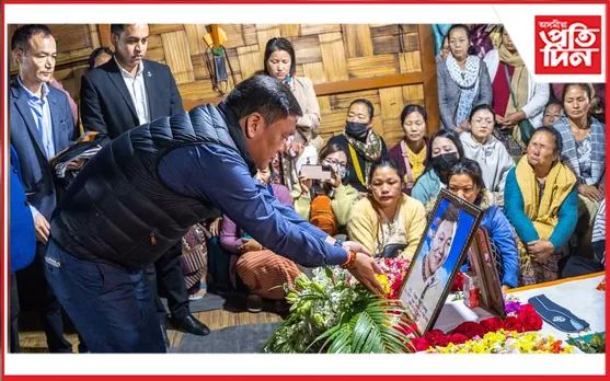 জিৰোলৈ ঘৰলৈ অনা হ'ল শ্বহীদ তাগে হাইলিয়াঙৰ নশ্বৰদেহ 