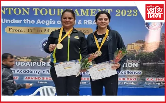 অল ইণ্ডিয়া মাষ্টাৰ্ছ ৰেংকিং বেডমিণ্টন টুৰ্ণামেণ্ট, ২০২৩ ত ৪০ উৰ্ধৰ ৱমেনছ ডাবলছত স্বৰ্ণ জয় সুমিত্ৰা পূজাৰীৰ