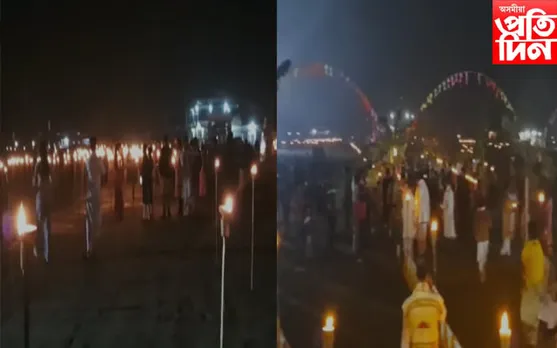 ৫ হাজাৰ বন্তিৰ পোহৰেৰে জিলিকি উঠিল জামুগুৰিহাটৰ ভাওনাস্থলী 