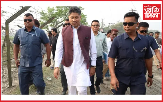 ধুবুৰীৰ ভাৰত-বাংলাদেশ সীমান্ত অঞ্চলত জলসম্পদ মন্ত্ৰী পীযুষ হাজৰীকা