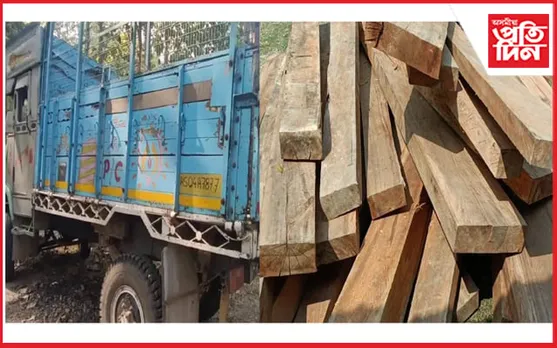 কাজিৰঙাত দুৰ্ঘটনাগ্ৰস্ত বাহনত ওলাল বুজন পৰিমানৰ কাঠ