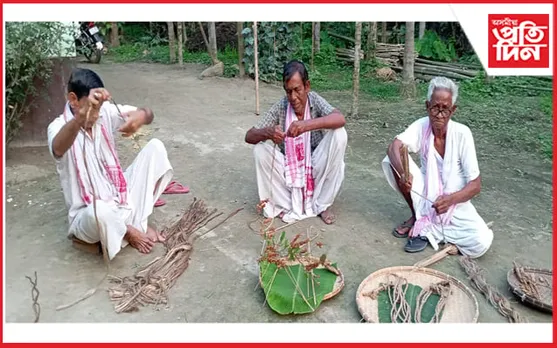 নঙলামুখত গৰু বিহু : পঘা বনোৱাত ব্যস্ত শ্যামকলীয়া গাঁৱৰ বয়োজেষ্ঠসকল