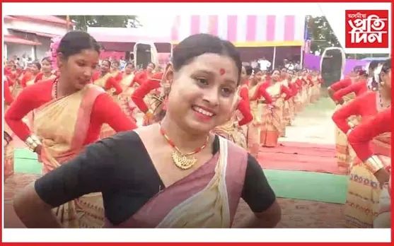 মায়ঙত "ৰিণিকি ৰিণিকি..." শীৰ্ষক বিহু গীতত কঁকাল ঘূৰাই নাচিলে ৫০০ বিহুৱতীয়ে 