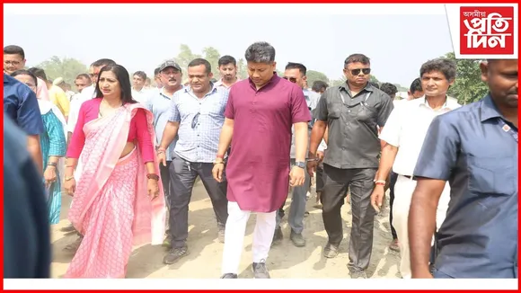 ৰঙিয়া আৰু হাজোত মথাউৰি নিৰ্মাণৰ কাম পৰিদৰ্শন জলসম্পদ মন্ত্ৰী পীযুষ হাজৰীকাৰ