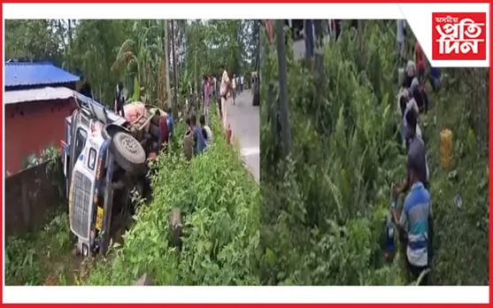 কেৰাচিন তেল ভৰ্তি টেংকাৰ দুৰ্ঘটনাঃ হাতে হাতে গেলন, বাল্টি লৈ ভিৰ একাংশৰ...