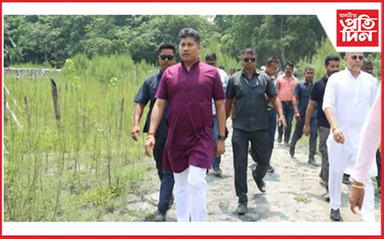 ৰঙিয়া-হাজোত মথাউৰি নিৰ্মাণৰ কাম পৰিদৰ্শন জলসম্পদ মন্ত্ৰী পীযুষ হাজৰীকাৰ...