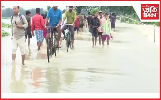 ছিপাঝাৰত ছিঙিল ননৈ নদীৰ মথাউৰিঃ জলমগ্ন কেইবাখনো গাওঁ
