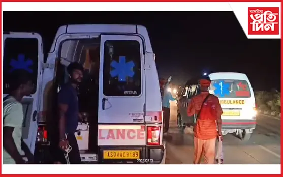 কঠিয়াতলীত ব'ল বমৰ ভিৰত এঘণ্টা ধৰি ৰোগীসহ ৰাজপথতেই আৱদ্ধ এম্বুলেঞ্চ