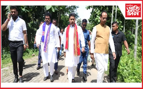 কামৰূপ জিলাৰ কেইবাটাও খহনীয়া এলেকা পৰিদৰ্শন জলসম্পদ মন্ত্ৰীৰ