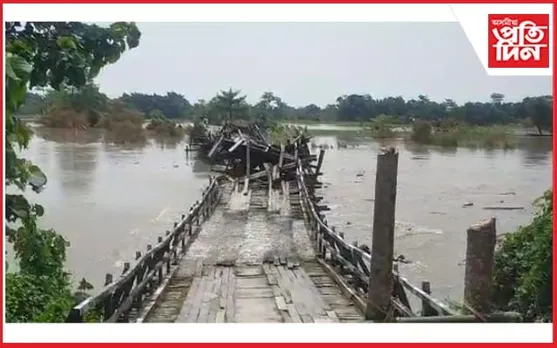 ১৭ গাঁৱৰ যাতায়ত ব্যাহত কৰি ভদীয়া বানত উটি গ'ল দলং