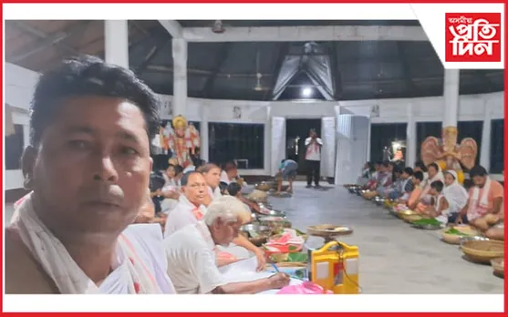 উত্তৰ কমলাবাৰী শাখা সত্ৰৰ বেল নামঘৰত থাপনি পতা পৰম্পৰা পালন