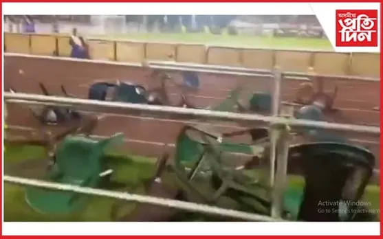 কোকৰাঝাৰত ডুৰাণ্ড কাপত অঘটনঃ খেলপথাৰলৈ দৰ্শকে দলিয়ালে চকী, পানীৰ বটল...