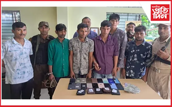 নগদ ধন-মোবাইলসহ কৰিমগঞ্জত আটক ৫ চোৰ