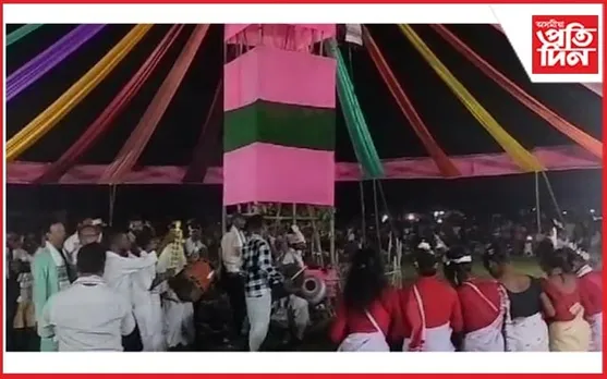 ঝুমুৰৰ তালে-তালে আনন্দ-উল্লাসত মতলিয়া জামুগুৰিহাটৰ চাহ শ্ৰমিক