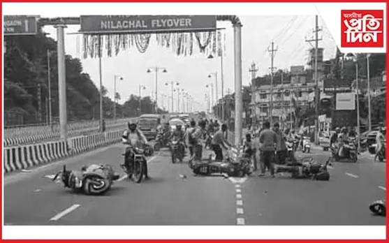নীলাচল উৰণসেতুত ভয়ংকৰ পথ দুৰ্ঘটনা : থিতাতে নিহত ১জন