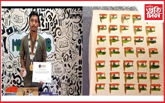 দিয়াছলাইৰ বাকচত ৩৫ খনকৈ ত্ৰিৰংগা অংকন কৰি অভিলেখ গঢ়িলে কাছাৰৰ যুৱকে