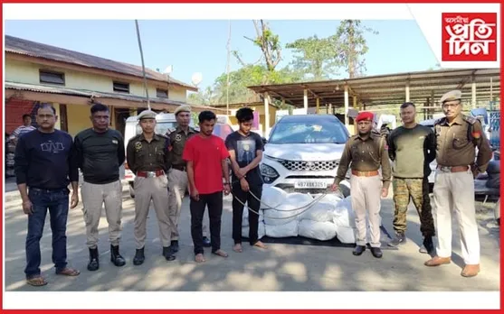 ওৰাঙত ১৩৬.৪৩ কেজি ভাং জব্দঃ বিলাসী বাহনসহ দুজনক আটক...