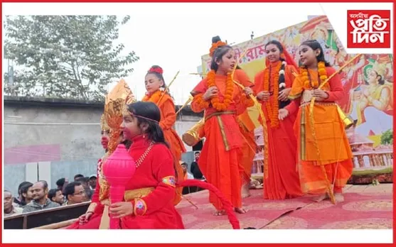 ৰামময় শিলচৰ চহৰ : মুখে মুখে জয় শ্ৰীৰাম ধ্বনিৰে শোভাযাত্ৰা