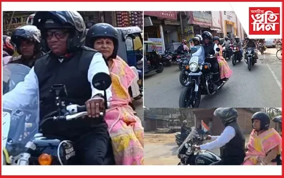 পত্নীক বাইকত বহুৱাই পথ সুৰক্ষা জন আন্দোলন ৰেলীৰ সমাপ্তি মন্ত্ৰী পৰিমল শুক্লবৈদ্যৰ