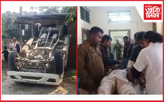 গোলাঘাটত আৰক্ষী বাহন দুৰ্ঘটনাগ্ৰস্তঃ ভাৰপ্ৰাপ্ত আৰক্ষী বিষয়াসহ আহত তিনি...