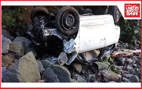 পাহাৰৰ পৰা দ' খাৱৈত পৰিল বাহন, থিতাতে নিহত ৩ জন 