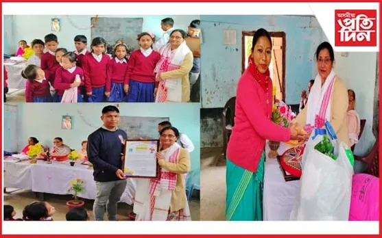 লখিমপুৰ মইনাপৰা প্রাথমিক বিদ্যালয়ৰ  শিক্ষয়িত্ৰী দেৱযানী দত্তক বিদায় সম্বৰ্ধনা