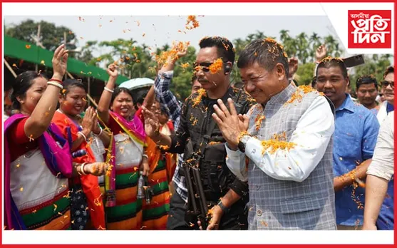 পণ্ডিতঘাটত অমৰছিং তিছ'ৰ হৈ নিৰ্বাচনী প্ৰচাৰ চলালে তুলিৰাম ৰংহাঙে