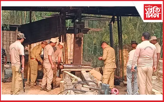 তামুলপুৰত অবৈধ কাঠফলা কলৰ বিৰুদ্ধে বন বিভাগৰ অভিযান