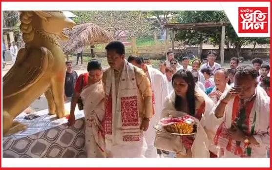 পহিলা ব'হাগৰ দিনটোত শ্ৰীশ্ৰী বাসুদেৱ থান নৰোৱা সত্ৰত সেৱা ল'লে ভূপেন বৰাই