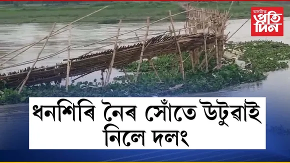 ধনশিৰি নৈৰ সোঁতে উটুৱাই নিলে বোকাখাতৰ নিকৰিঘাটৰ বাঁহৰ দলং...