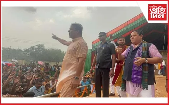 কোকৰাঝাৰত নাচি বাগি জয়ন্ত বসুমতাৰীৰ হৈ প্ৰচাৰ চলালে মুখ্যমন্ত্ৰীয়ে