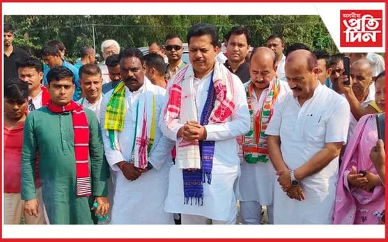 কংগ্ৰেছ প্ৰাৰ্থী প্ৰেমলাল গঞ্জুৰ হৈ নিৰ্বাচনী প্ৰচাৰ চলালে সভাপতি ভূপেন বৰাই...