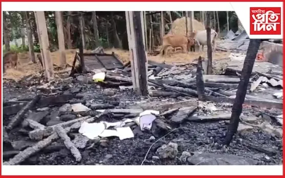 মাজগাঁৱত অগ্নিকাণ্ডঃ জুইত সৰ্বস্বান্ত এটা পৰিয়াল