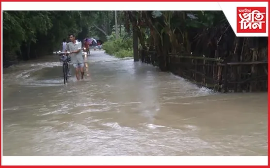 বৰলীয়া নৈৰ বাঢ়নী পানীয়ে ভয়াৱহ ৰূপ লৈছে ৰঙিয়াত...