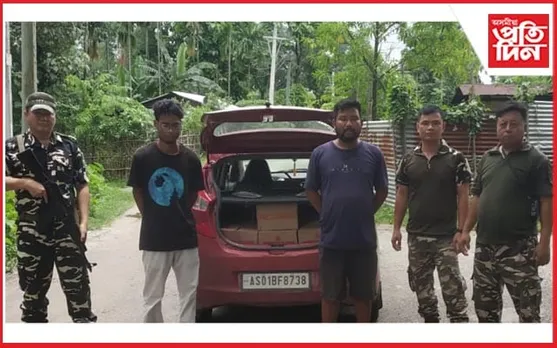 ভাৰত-ভূটান সীমান্তত সুৰা ভৰ্তি বাহন জব্দঃ আটক এজনক