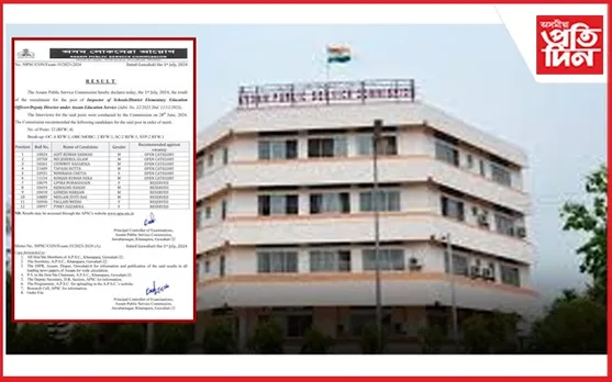 শিক্ষা বিভাগৰ বহুকেইটা গুৰুত্বপূৰ্ণ পদবীৰ বাবে এ পি এছ চিয়ে অনুষ্ঠিত কৰা পৰীক্ষাৰ ফলাফল ঘোষণা...