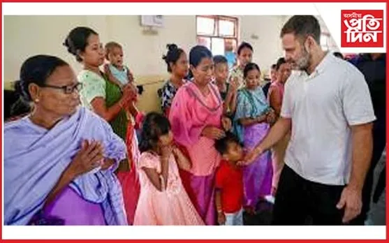 ইম্ফলত উপস্থিত কংগ্ৰেছ সাংসদ ৰাহুল গান্ধীঃ সাহায্য শিবিৰ পৰিদৰ্শন 
