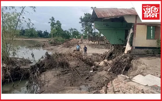 মানকাচৰত বানত বিধস্ত লোকনিৰ্মাণ বিভাগৰ ১৭ টা পথ 
