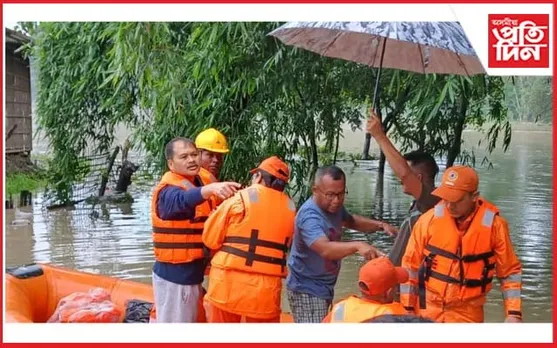 এছ ডি আৰ এফৰ সাজ পিন্ধি বানাক্ৰান্তক উদ্ধাৰ বিধায়ক অখিল গগৈৰ