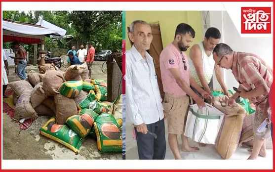 গহপুৰৰ দক্ষিণ অঞ্চলত অপৰিৱৰ্তিত বান পৰিস্থিতি : বন্যাৰ্তক খাদ্য সামগ্ৰী যোগান মহকুমা প্ৰশাসনৰ
