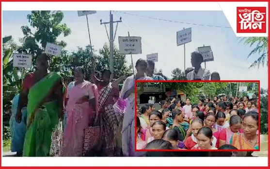 লংকাৰ কাকীত স্মাৰ্ট মিটাৰৰ বিৰুদ্ধে ৰাজপথলৈ ওলাই আহিল শতাধিক মহিলা