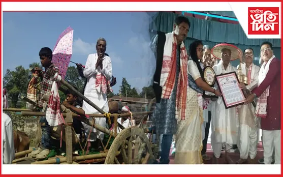 বিশিষ্ট শিল্পী সূর্য দাসক ফুলগুৰি ধেৱাৰ বীৰ 'বাহু কৈৱর্ত্ত' প্ৰদান...