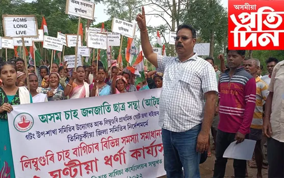 শ্ৰম মন্ত্ৰী সঞ্জয় কিষাণ মুৰ্দাবাদ ধ্বনিৰে উত্তাল তিনিচুকীয়াৰ লিম্বুগুৰি চাহ বাগিছা