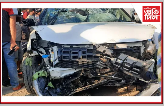 ভয়ংকৰ পথ দুৰ্ঘটনা, বাইকত খুন্দা মাৰি ২০ ফুট তলত পৰিল  মাৰুতি