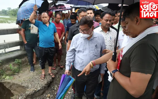 কমলপুৰ, বাক্সা আৰু তামুলপুৰত বান পৰিস্থিতিৰ বুজ ল’লে জলসম্পদ মন্ত্ৰী পীযুষ হাজৰীকাই