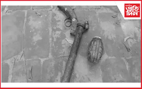 ৰূপহীহাটৰ সোনাই নদীৰ পকী দলঙৰ তলত উদ্ধাৰ  গ্ৰেনেড আৰু পিষ্টল…